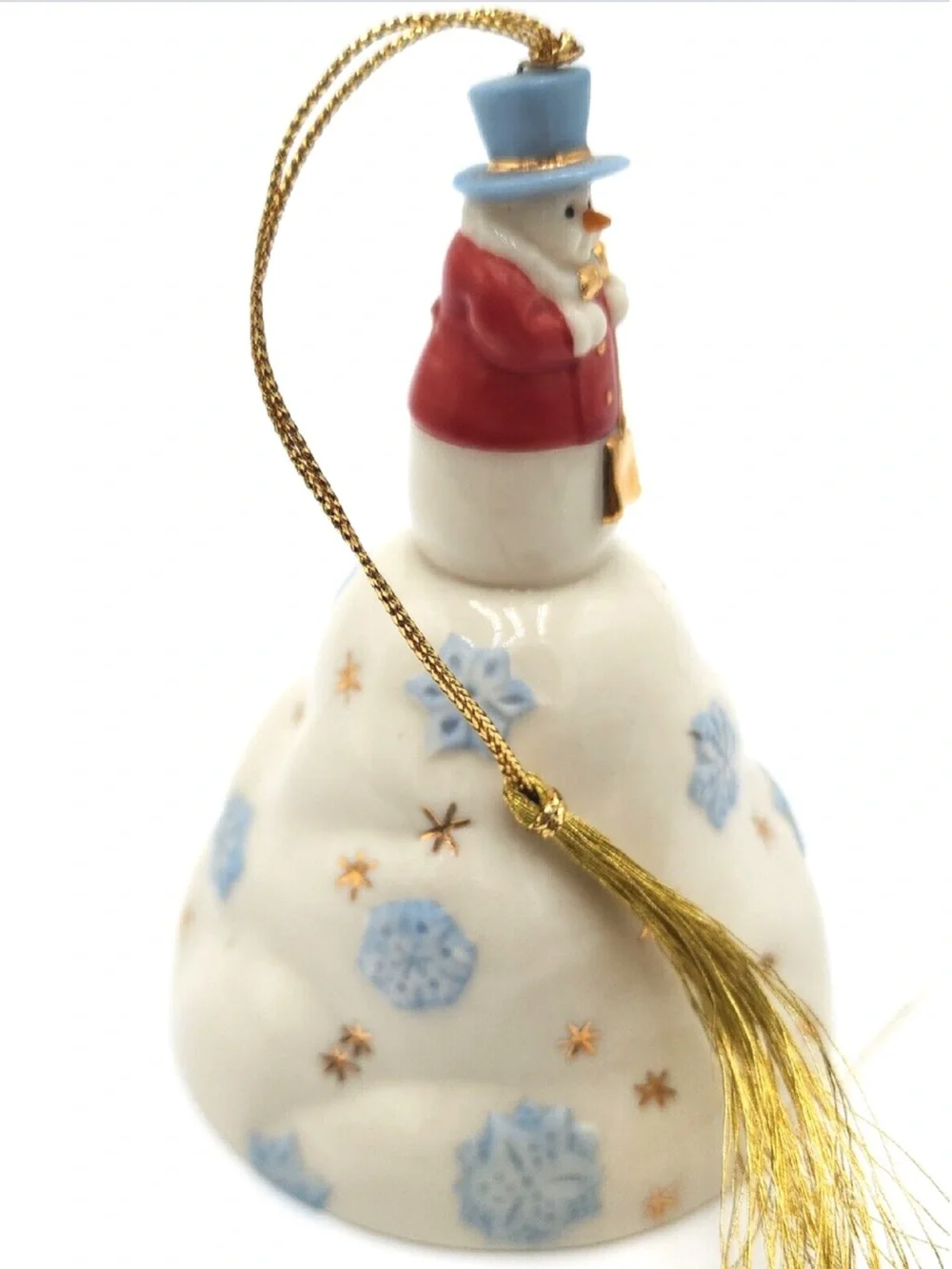 Lenox VTG Snowman on Hill Bell Christmas Ornament 4